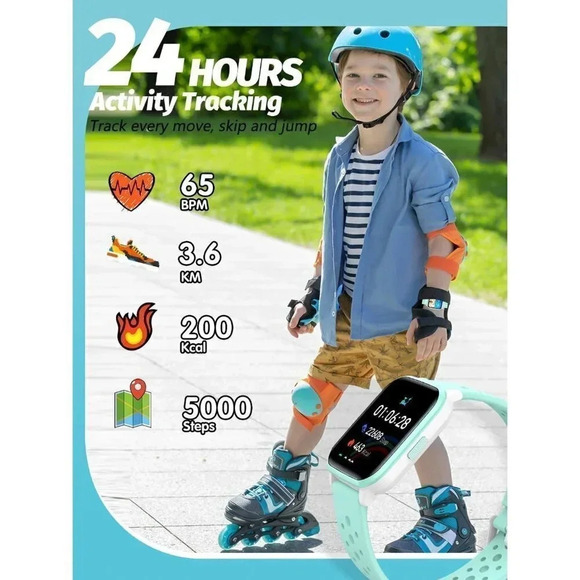 Butele Kids Smart Watch Smart Watch for  Kids Game Smart Watch Gifts- Green - Picture 3 of 16